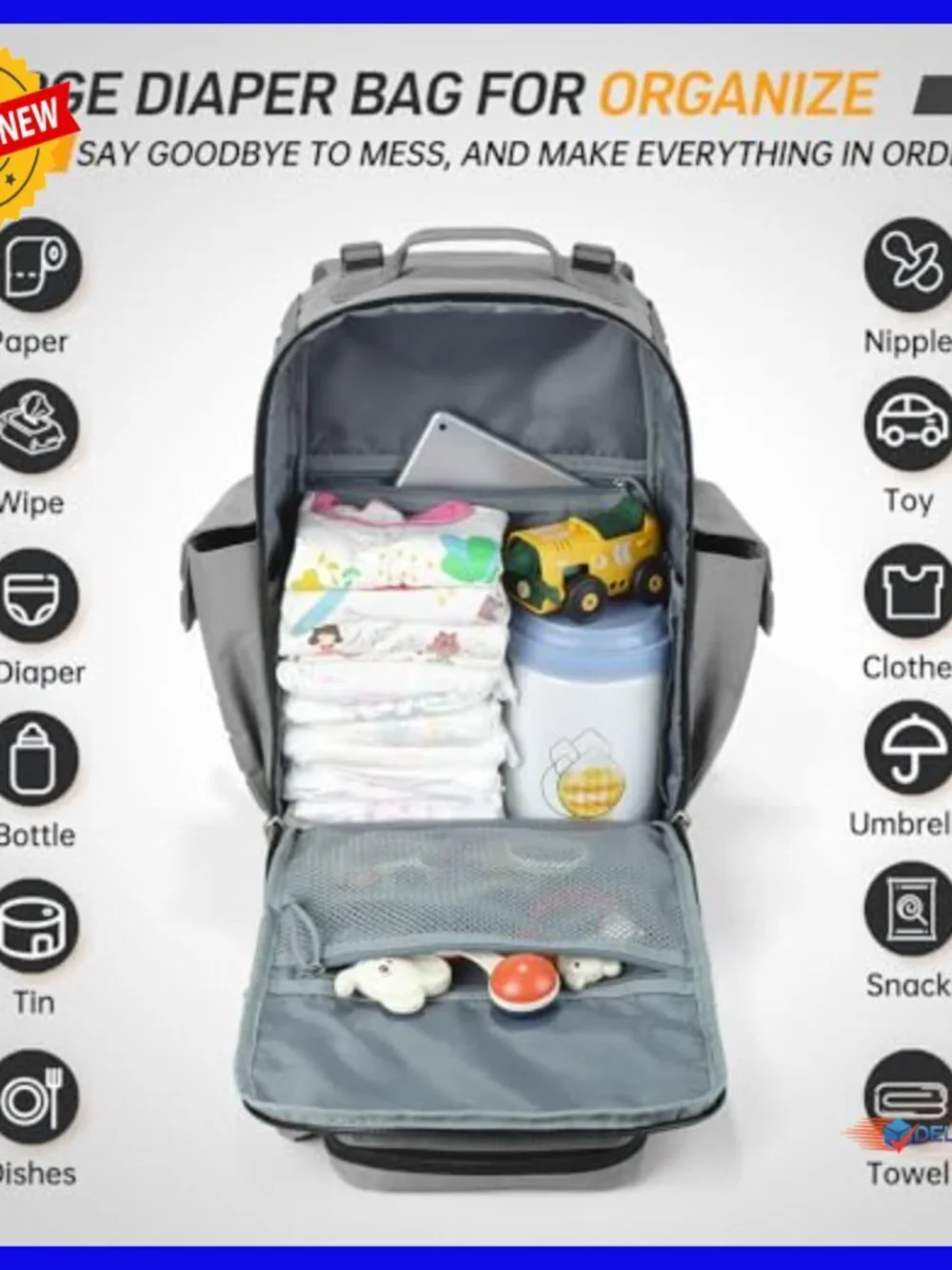 Military Diaper Backpack for Dads, 42L Oxford Daypack with Insulated Pockets